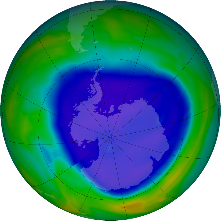 Antarctic ozone map for 16 September 2008